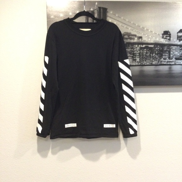 Off-White Long Sleeve Brushed Diagonal Tee Shirt L - Picture 2 of 8